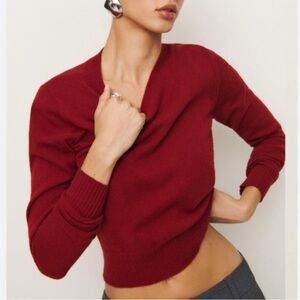 Reformation Dana Cashmere Crew Neck Sweater Crimson